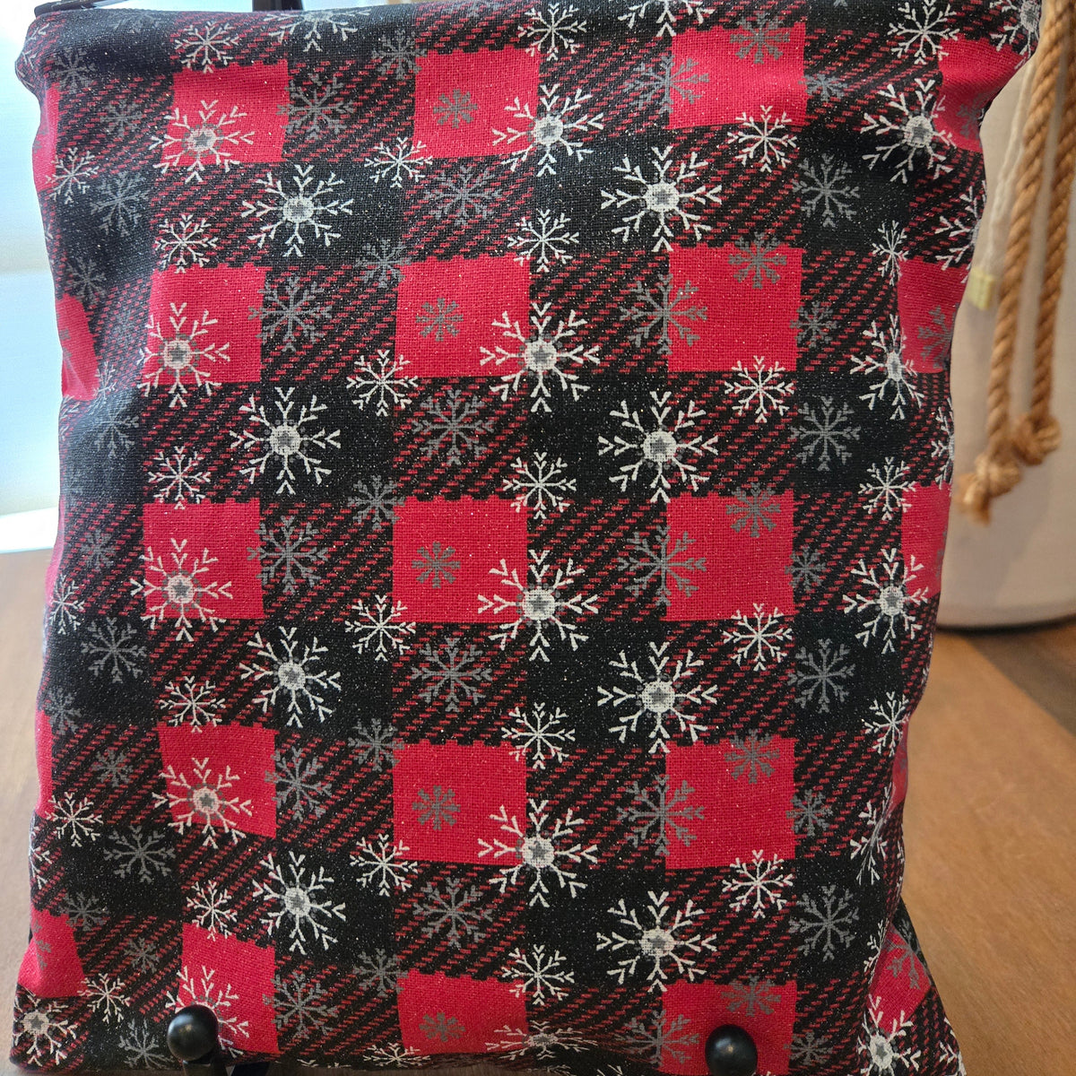 red snowflake zipper pouch