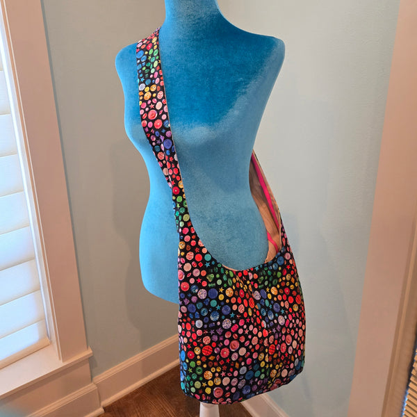 rainbow buttons sling purse
