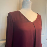 LUSH V-neck Tunic Shirtdress in Burgundy Maroon Wine