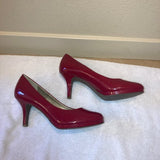 KELLY & KATIE Red Patent Round Toe Heels