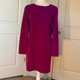 WAYF Magenta Crepe Shift Dress Long Sleeve