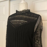 En Creme for VICI black crochet long-sleeve mini dress