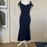 NWT - Enfocus Studios Navy Blue Cold Shoulder Hi-Lo Midi Dress