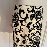 WHBM Black/White Floral Pencil Flounce Knee-Length Skirt