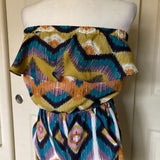 5/48 Aztec Print Strapless Belted Romper