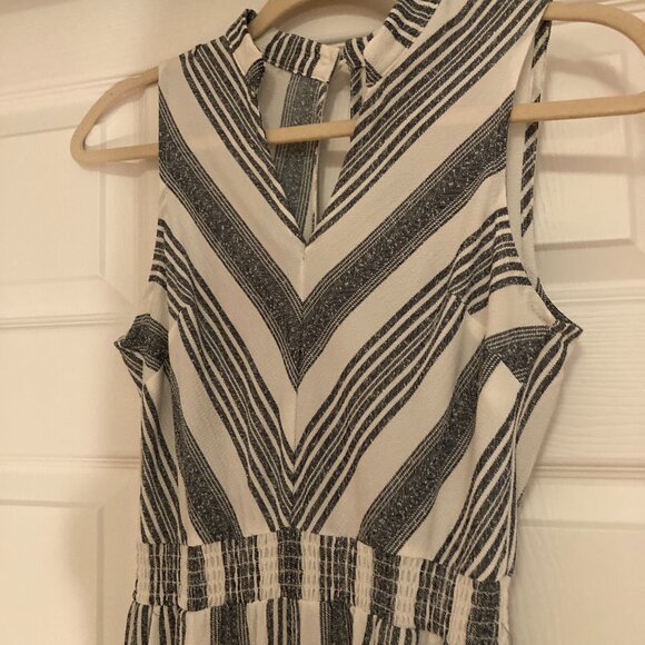 Monteau blue and white stripe crop-length wide-leg jumpsuit