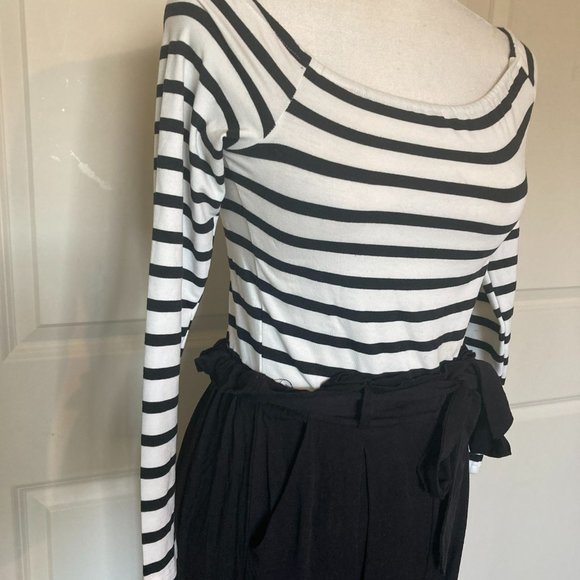 Dress Day black & white stripe jumpsuit
