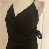 Soprano Black Glitter Knit Shimmer Strappy Wrap Dress