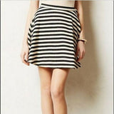 Greylin (Anthropologie) Knit Navy Blue & Cream Striped Skater Skirt Size 0