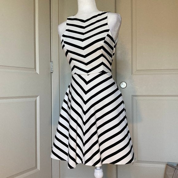 Zara Trafaluc Striped Open Back Mini Dress