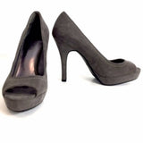 Candie’s Gray Brushed Suede Stiletto Open Toe Heel