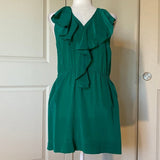 Greylin Silk Ruffle Racerback Dress Emerald