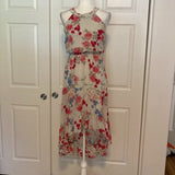 ELLE Floral Chiffon Hi-Low Maxi Dress in Tan