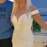 Lucen by Nikibiki Bodycon Off-Shoulder Strappy Mini-Dress in White