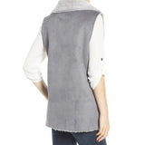 NWT Love Token Long Gray Zipper Fleece-lined Vest