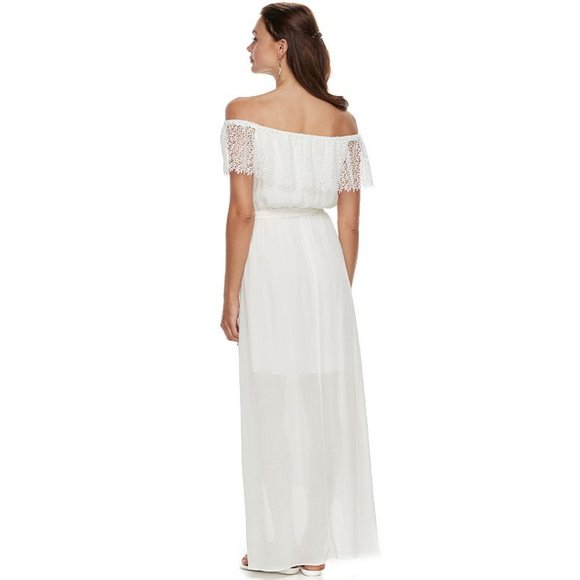 Apt. 9 Off-the-Shoulder Lace Maxi Dress in White