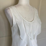 Francesca's white sleeveless ruffle front sheath dress