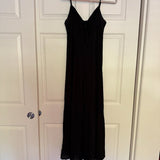 Olivaceous Spaghetti Strap Tie Front Maxi Dress in Black