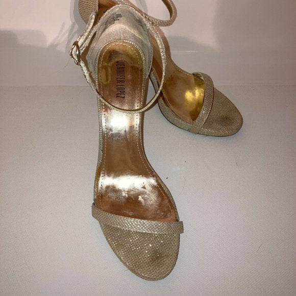 J. Lo Cozette Sparkle Heel Ankle Strap Stilettos