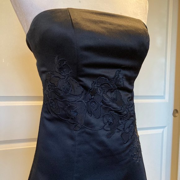 WHBM Strapless Tea Length Cocktail LBD