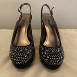 Bamboo black silver studded heels