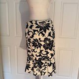 WHBM Black/White Floral Pencil Flounce Knee-Length Skirt