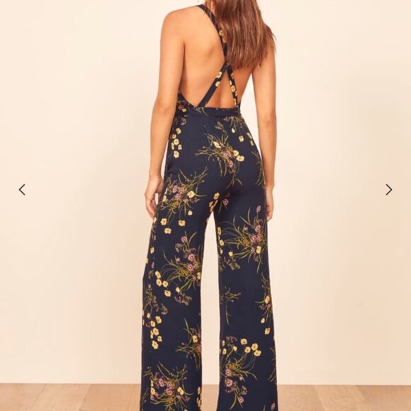 Reformation Mademoiselle Sofi Floral Print Tie Waist Jumpsuit