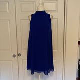 Vince Camuto Blue Zippered Sheer Lined Sleeveless Mock Neck Dress