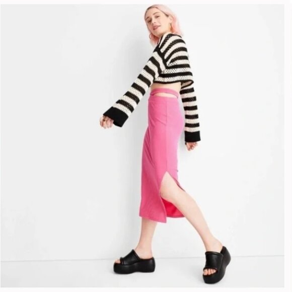 NWT Cross Waist Rib-Knit MIDI Skirt - Future Collective with Alani Noelle