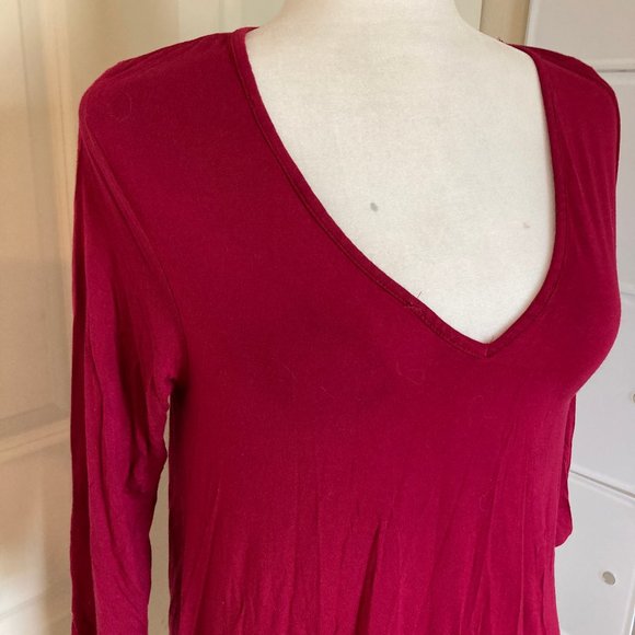 Alya Red Wine Tunic V neck Dress