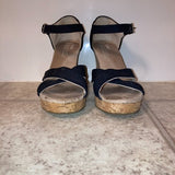 Toms Black Canvas Women's Strappy Wedge Sandals