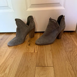 VINCE CAMUTO Francia Granite Peak Gray Suede Ankle Booties