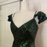 NWT Theia Floor-Length Sequin Gown in Hunter Green