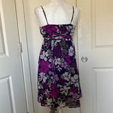 Purple Floral V-Neck Spaghetti Strap Sundress
