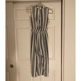 Monteau blue and white stripe crop-length wide-leg jumpsuit