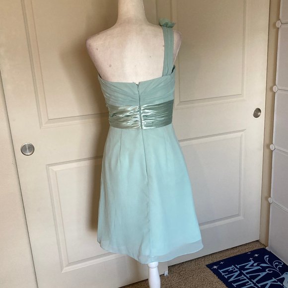 Bill Levkoff Mint One-Shoulder Dress