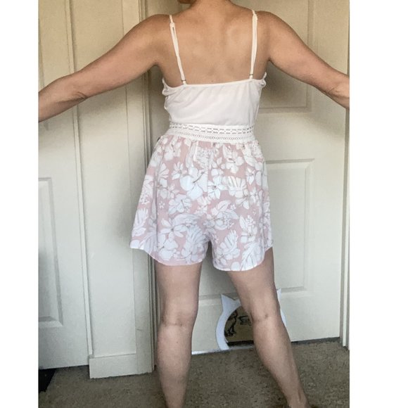 White and Pink Floral Romper