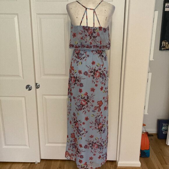 Princess Vera Wang Blue Floral Popover Maxi Dress