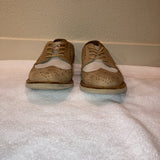 Halogen Lindy Suede Wingtip Oxford Saddle Shoe in Tan