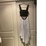 J. Lo Black & White High-Low Accordion Pleat Dress