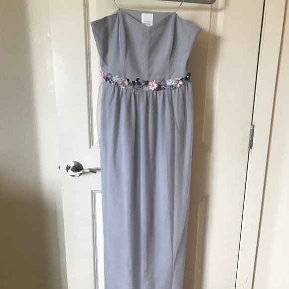 Lauren Conrad Strapless Blue Tulle Maxi Dress Sz 6