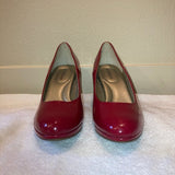KELLY & KATIE Red Patent Round Toe Heels