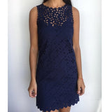 J. Crew Navy Laser Cut Floral Shift Dress