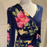 Awoo Navy Floral Maxi Faux-Wrap Dress