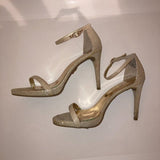 J. Lo Cozette Sparkle Heel Ankle Strap Stilettos