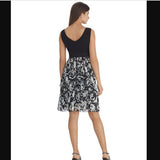 WHBM Sleeveless Rose Print Fit And Flare Dress