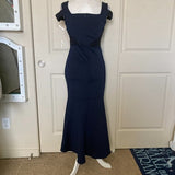 NWT - Enfocus Studios Navy Blue Cold Shoulder Hi-Lo Midi Dress