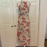 ELLE Floral Chiffon Hi-Low Maxi Dress in Tan