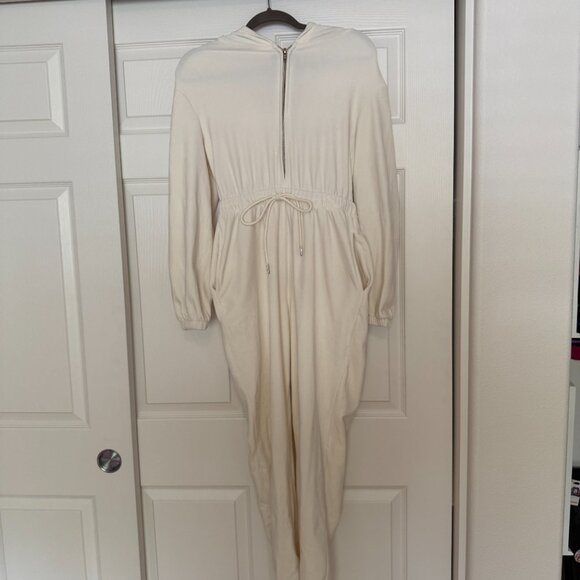 NWT Forever 21 Hooded Velour Casual Jumpsuit in White