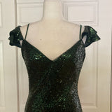 NWT Theia Floor-Length Sequin Gown in Hunter Green